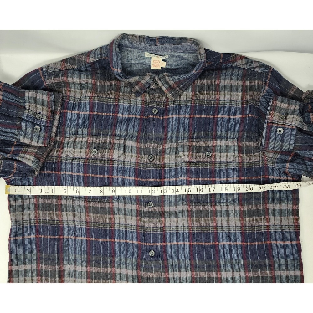 Carbon 2 Cobalt Flannel Shirt Long Sleeve Mens Large Multicolor Plaid Cotton EUC - Picture 5 of 8